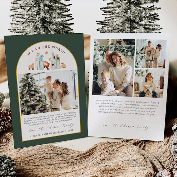 Nativity Christmas Photo Card Template - Christian Christmas Card - Editable Christmas Photo Card - Digital Download - HC19B