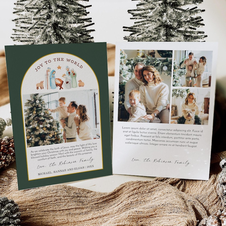 Nativity Christmas Photo Card Template - Christian Christmas Card - Editable Christmas Photo Card - Instant Download - HC19B