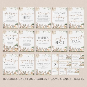 Safari Animals Gender Neutral Baby Shower Invitation + Games Bundle - A Little Wild One on the Way - Editable Digital Download 6030-BBS