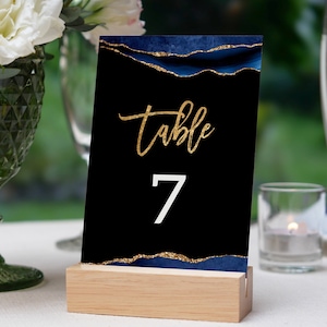 Blue and Gold Table Numbers Template, Reception Table Numbers, Birthday Table Decor, Digital Instant Download Printable Editable AGT APBBLG