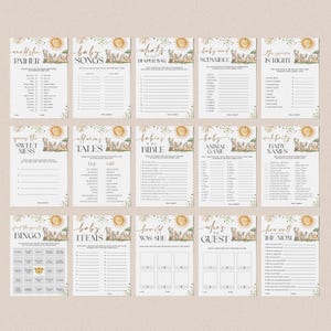 Safari Animals Gender Neutral Baby Shower Invitation + Games Bundle - A Little Wild One on the Way - Editable Digital Download 6030-BBS
