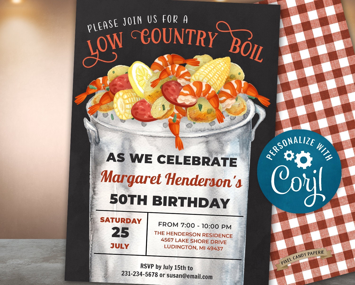 Low Country Boil Invitation Editable Shrimp Boil Invitations Etsy