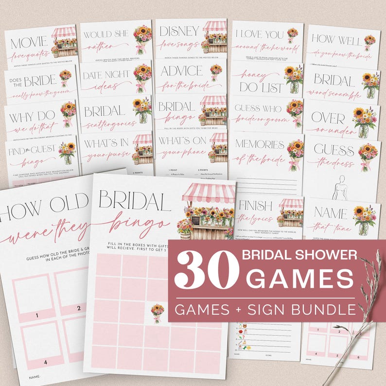 Fresh Off the Market Bridal Shower Invitation + Games Bundle - Rustic Bridal Shower - Editable Digital Download 5017-BDS