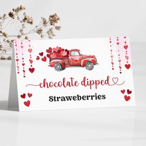 Etiqueta de comida para baby shower de San Valentín - Tarjeta de lugar - Plantilla de tarjeta de carpa - Pequeño amor - Corazón - Editable Imprimible 1612BBS