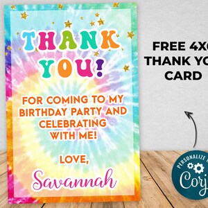 Digital and Printable Tie Dye Birthday Party Invitation &amp; - Etsy