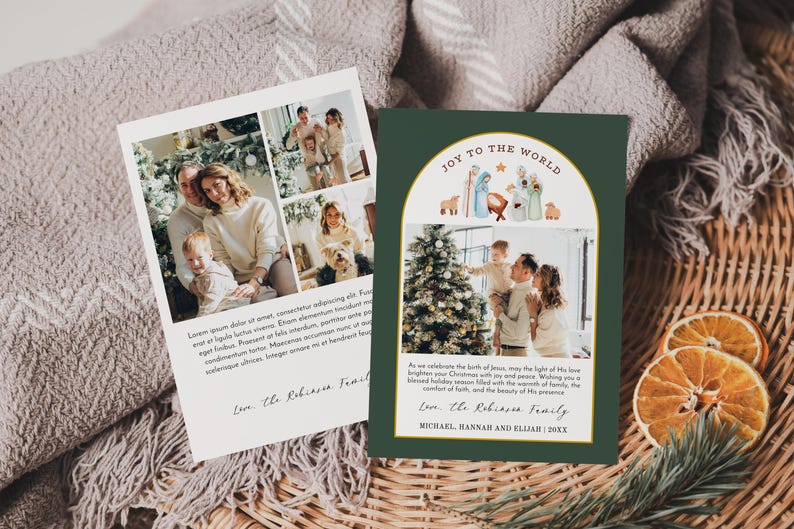 Nativity Christmas Photo Card Template - Christian Christmas Card - Editable Christmas Photo Card - Instant Download - HC19B