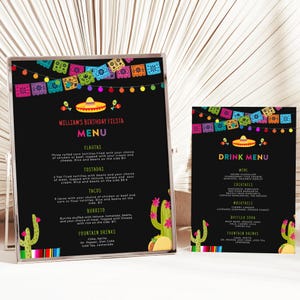 Menu Fiesta - carte de menu Taco Bout a Party - modèle de menu et panneau de menu de boissons - modèle de menu d'événement - téléchargement numérique instantané modifiable FST