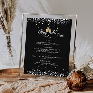 Silver Sparkle Bar Menu Template - Drink Menu Event Menu Template Digital Instant Digital Download Printable Editable BP108
