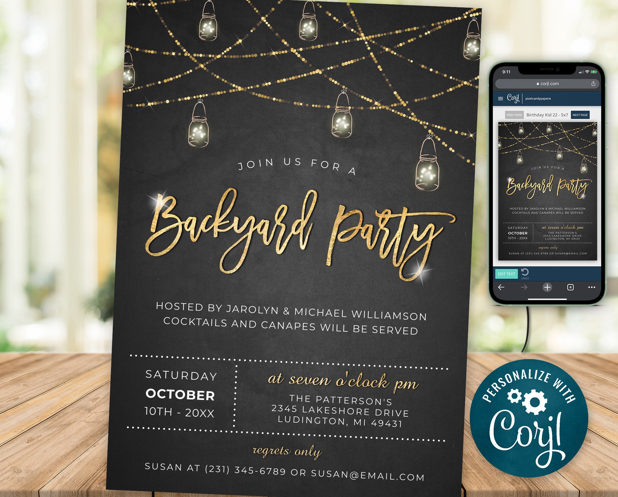 Rustic Backyard Party Invitation Template Outdoor Party Etsy UK