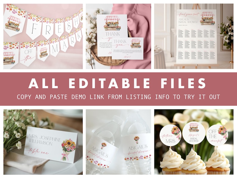 Fresh Off the Market Bridal Shower Invitation + Games Bundle - Rustic Bridal Shower - Editable Digital Download 5017-BDS