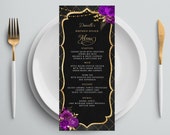 Editable Menu Template and Drink Menu Event Menu Template, Black Gold Purple Digital Instant Digital Download Printable Editable BPR BP113