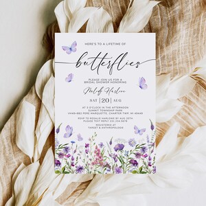 Butterfly Bridal Shower Invitation - Lifetime of Butterflies Bridal Shower Invite - Wildflower Shower - Butterfly Bridal Invitation - 1616B