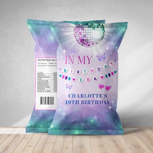 In meinem Birthday Era Geburtstag Chip Tasche Label Vorlage - Teen Geburtstag Mädchen Musik Gastgeschenke - Lila Blau Eras Party Printable - 0312B B