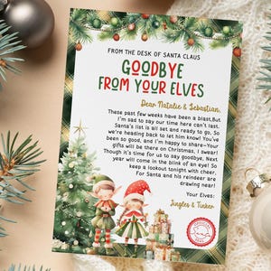 Carta de despedida de los elfos navideños Carta de despedida - Despedida de fin de Navidad de tu elfo - Nota de despedida de elfo imprimible - EL CET-2