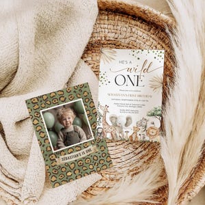 Wild One Boy 1st Birthday Bundle - Jungle Safari Boy First Birthday Theme - Editable Digital Download 6030-1