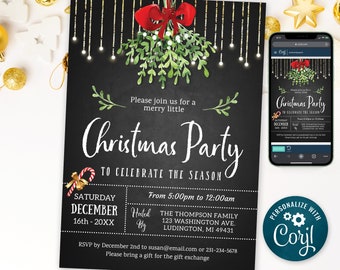 Editable Christmas Party Invitation Holiday Party Invitation, Christmas Party Invite, Rustic Winter Invitation - INSTANT DOWNLOAD Editable