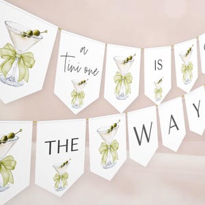 Martini Baby Shower Bunting Banner Sign Template - Gender Neutral Baby Shower - A Tini One is On the Way - Digital Download 5009BG-BBS