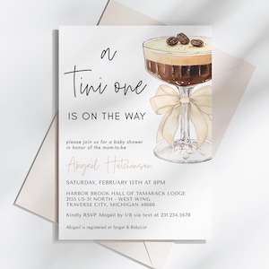 Espresso Martini Baby Shower Invitation - Gender Neutral Baby Shower Theme - A Tini One is On the Way - Digital Download 5009CE-BBS