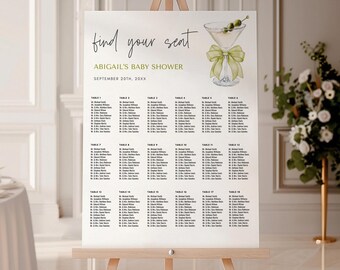 Martini babyshower zitplaatsen tabelsjabloon - genderneutraal babyshowerthema - een Tini One is onderweg - digitale download - 5009BG-BBS