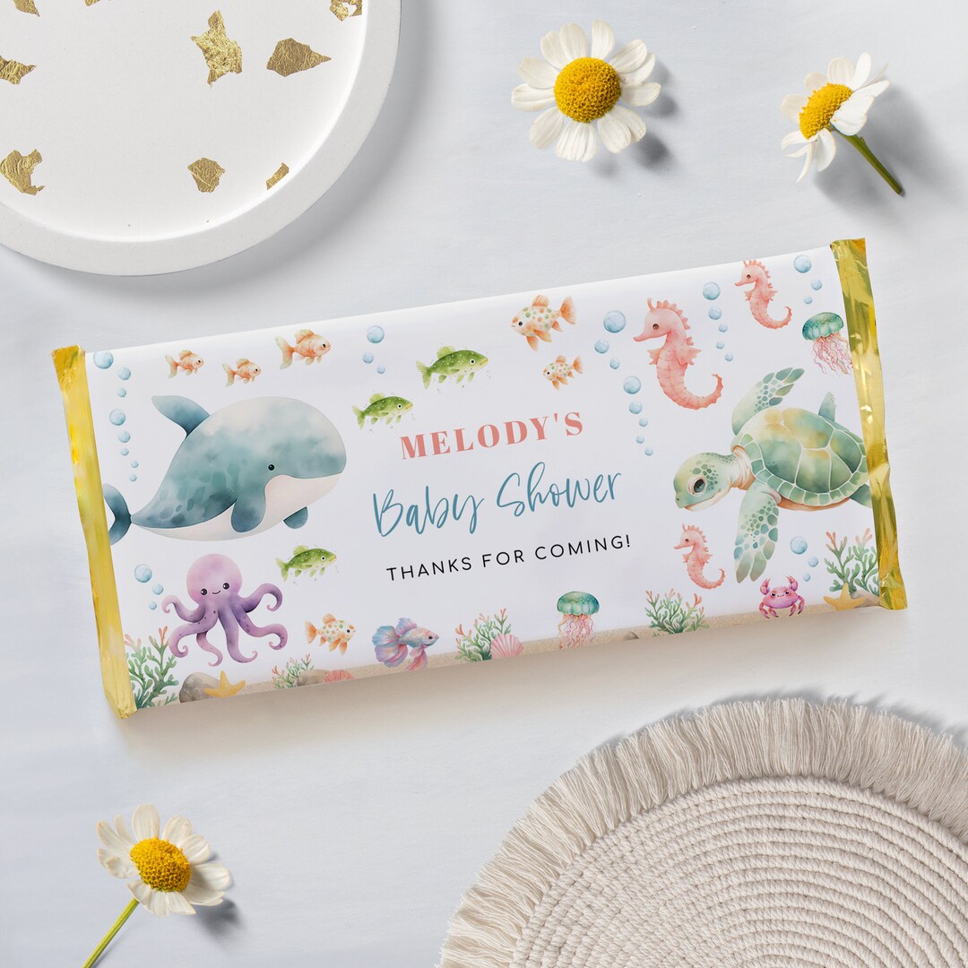 Under the Sea Chocolate Candy Bar Label Template - Ocean Sea Baby ...