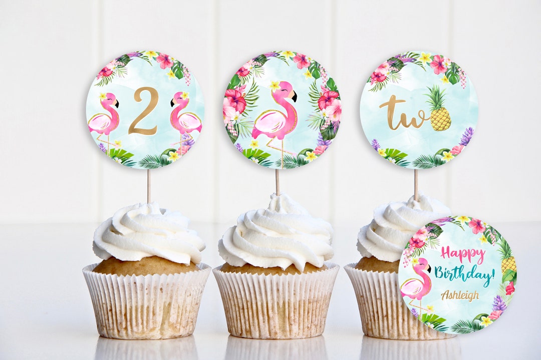 Editable Flamingo Party Cupcake Toppers Template, Flamingo Theme Party ...