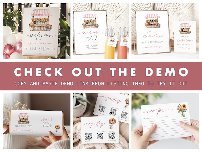 Fresh Off the Market Bridal Shower Invitation + Games Bundle - Rustic Bridal Shower - Editable Digital Download 5017-BDS
