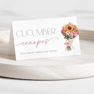 Fresh Off the Market Bridal Shower Food Label Tent Card Template - Market Bridal Shower - Editable Digital Download 5017-BDS