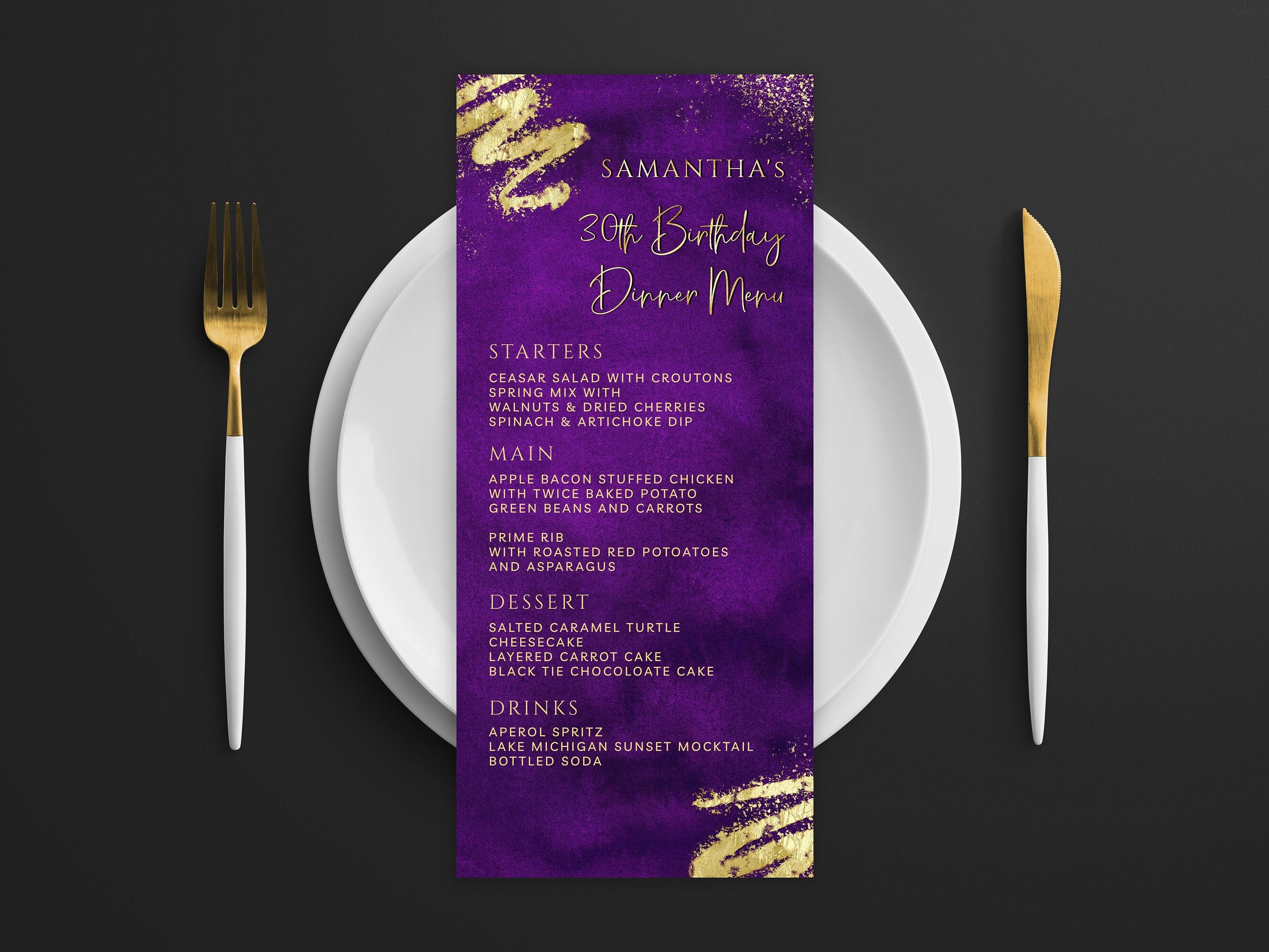 Luxury Purple and Gold Menu Card + Drink Menu Template - Digital ...