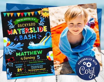 Splish Splash Summer Backyard Water Bash Invitation Combined Etsy France
