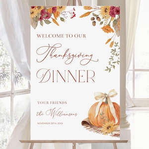 Letrero de bienvenida de otoño editable - Letrero de bienvenida para fiesta de Acción de Gracias - Letrero de evento bohemio moderno - Decoración de Acción de Gracias - Descarga imprimible - TG FP01