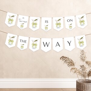 Martini Baby Shower Bunting Banner Sign Template - Gender Neutral Baby Shower - A Tini One is On the Way - Digital Download 5009BG-BBS