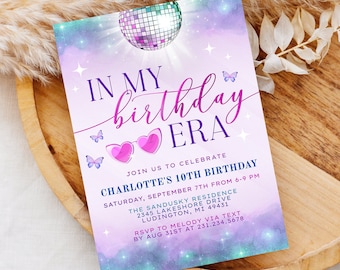 In My Birthday Era Invitation - Teen Birthday Girl Music Party Invite - Purple and Blue Eras Party - Editable Digital Printable - 0312B