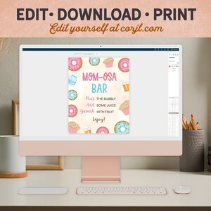 Donuts Mom Osa Bar Mimosa Bar Sign Twins Shower Sign Template With ...