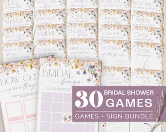 Pacchetto di giochi per addio al nubilato con fiori di campo - Giochi per addio al nubilato Love in Bloom - Download digitale modificabile 5016-BDS