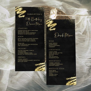 Luxus Schwarz und Gold Menükarte + Getränkekarte Vorlage - Digital Instant Download Bearbeitbar BPG EP143