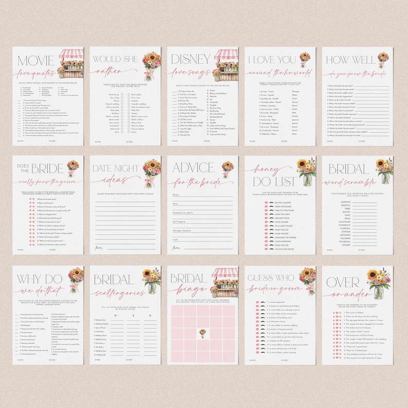 Fresh Off the Market Bridal Shower Invitation + Games Bundle - Rustic Bridal Shower - Editable Digital Download 5017-BDS
