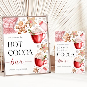 Baby It's Cold Outside Hot Cocoa Chocolate Bar Sign + Tag Template - Fiocco rosa Cozy Cocoa Cookie Winter Snowflake - Baby Shower per bambine CP162BBS