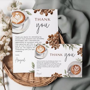 Modèle de carte de remerciement café shower nuptiale - l'amour se prépare - téléchargement numérique modifiable 5010BDS