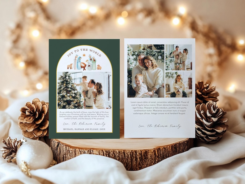 Nativity Christmas Photo Card Template - Christian Christmas Card - Editable Christmas Photo Card - Instant Download - HC19B
