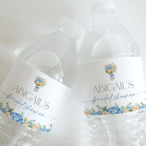 Fresh Off the Market Bridal Shower Water Bottle Label Template -Blue Market Bridal Shower - Editable Digital Download 5017B-BDS