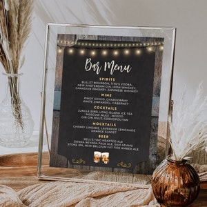 Rustic Cheers & Beers Whiskey Drink Menu Event Menu Template Digital Instant Digital Download Printable Editable CBBP