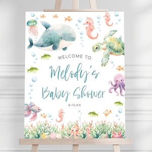 Under the Sea Baby Shower Welcome Sign Template - Gender Neutral - Ocean Baby Shower Signs - Nautical Baby Shower - 1619BBS