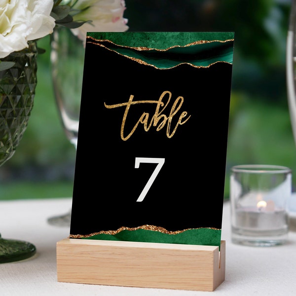 Green and Gold Table Numbers Template, Reception Table Numbers, Birthday Table Decor, Digital Instant Download Printable Editable AGT APBGG