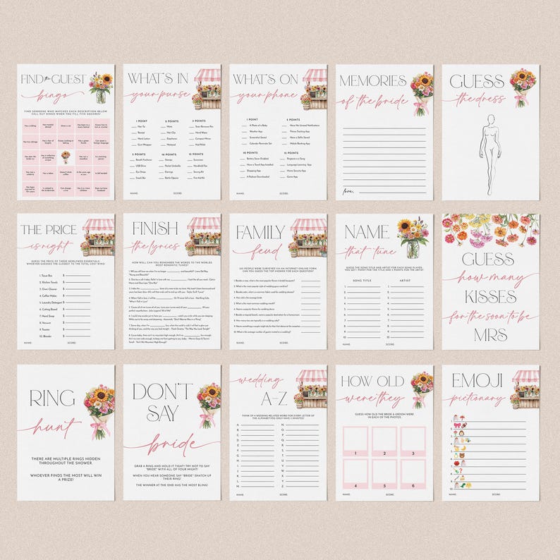 Fresh Off the Market Bridal Shower Invitation + Games Bundle - Rustic Bridal Shower - Editable Digital Download 5017-BDS