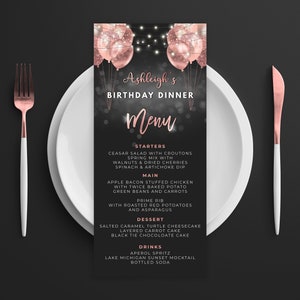 Karta menu Rose Gold - Szablon menu i menu napojów Szablon menu wydarzenia Cyfrowy Natychmiastowy cyfrowy do pobrania Wydrukowalny Edytowalny BPB BGRG