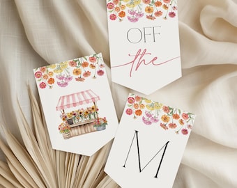 Fresh Off the Market Bridal Shower Bunting Banner Template - Rustic Farmer's Market Bridal Shower Theme - Editable Digital Download 5017-BDS