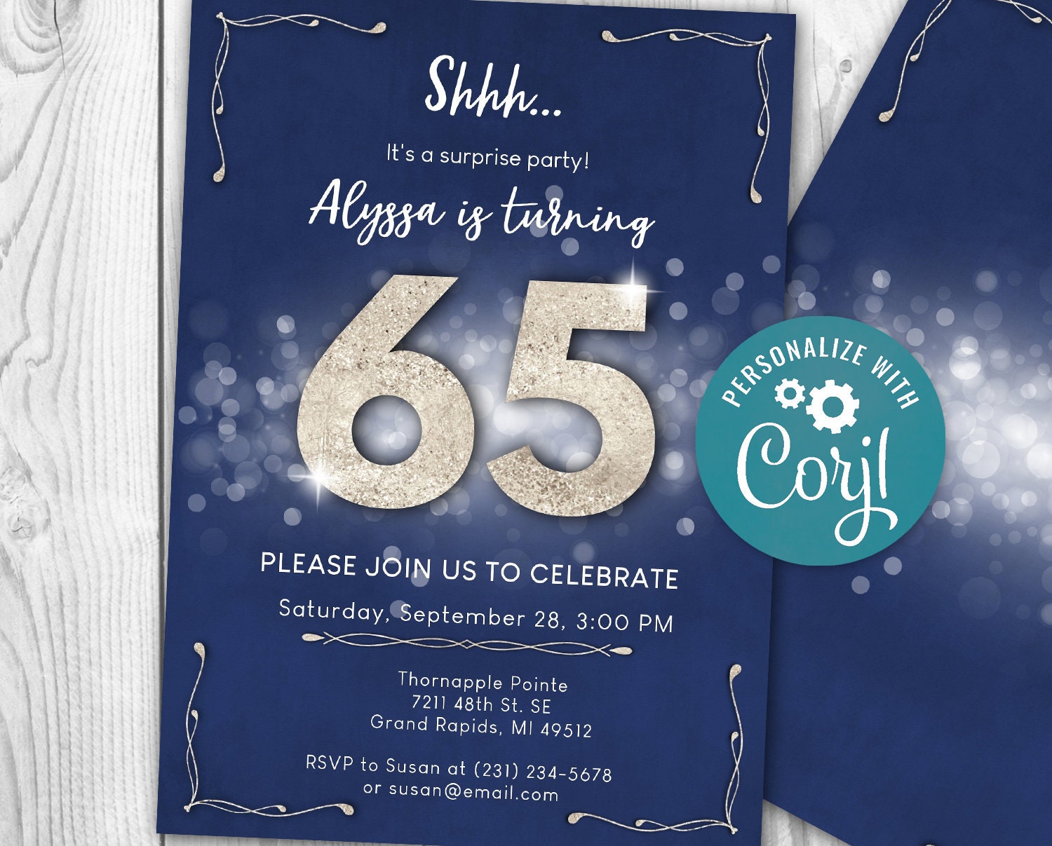 Surprise 65th Birthday Invitation SIXTY FIVE Invite Party | Etsy