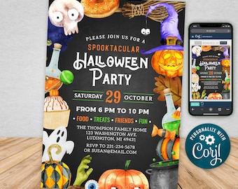 Editable Halloween Invitation - Halloween Invite - Editable Template - Digital Instant Download HP2