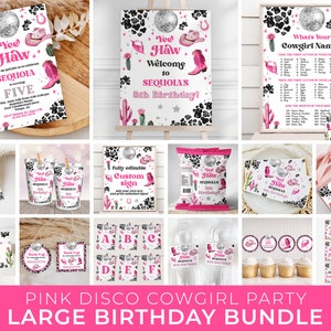 Editable Space Cowgirl Invitation Bundle - Pink Disco Cowgirl Nashville Rodeo Party - Printable Digital Download - 0600