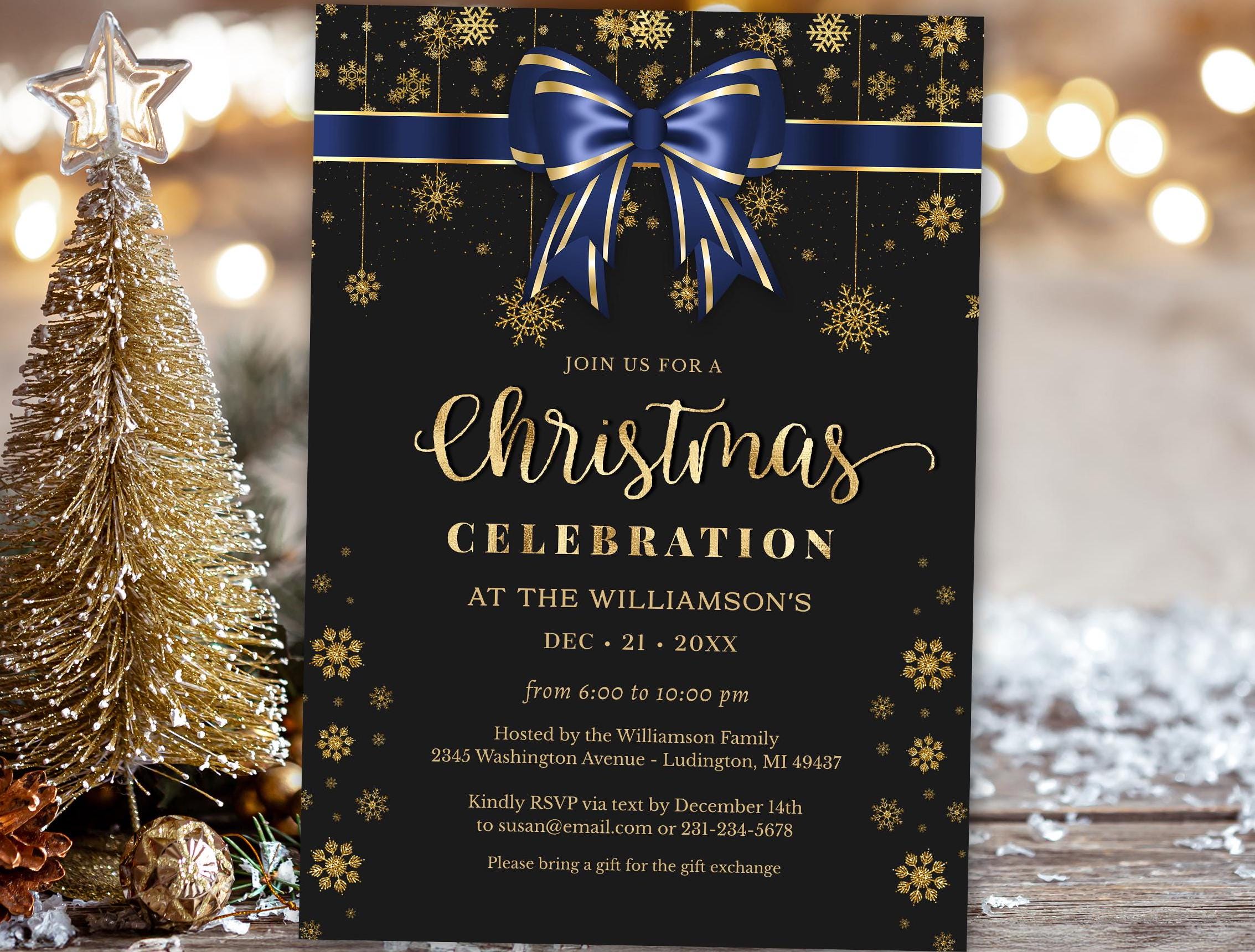 christmas party invitation with dress code white christmas dresses Couples Christmas Party Invitations